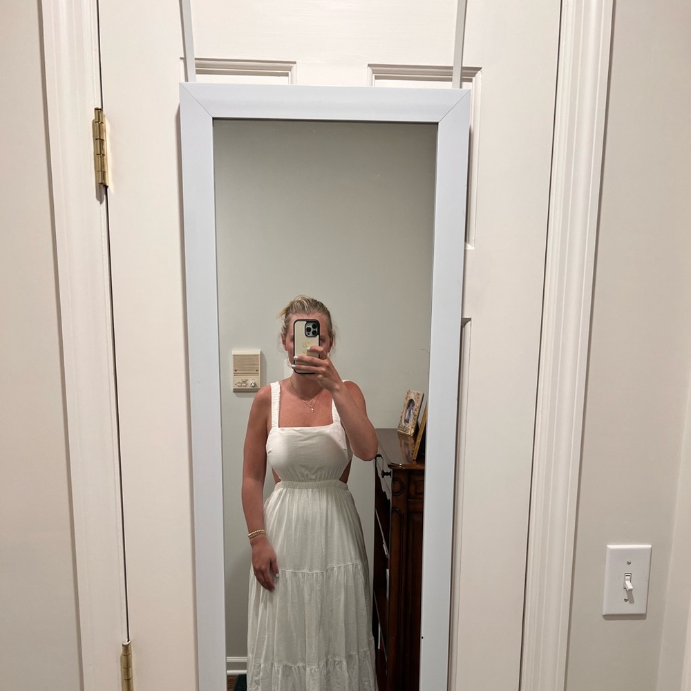 White cotton cut out dress